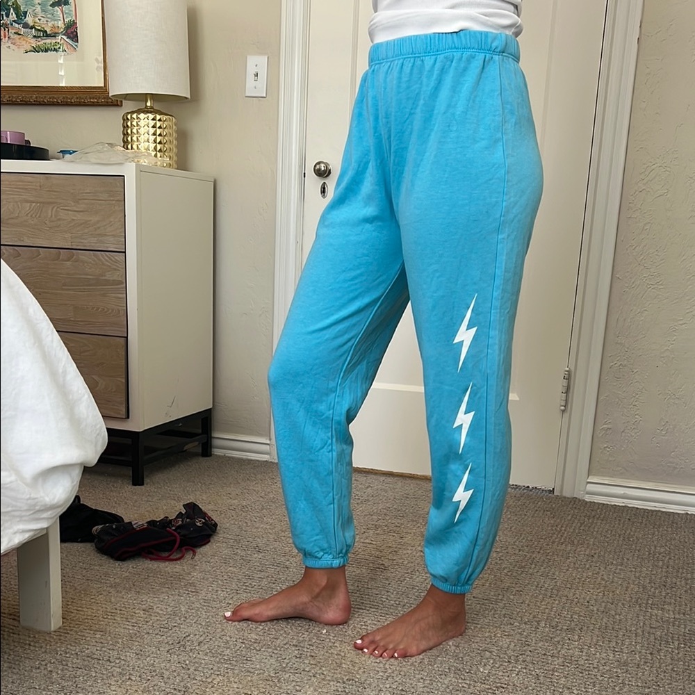 Blue Lightning Bolt Track Pants